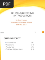 Cs 316: Algorithms (Introduction) : SPRING 2015