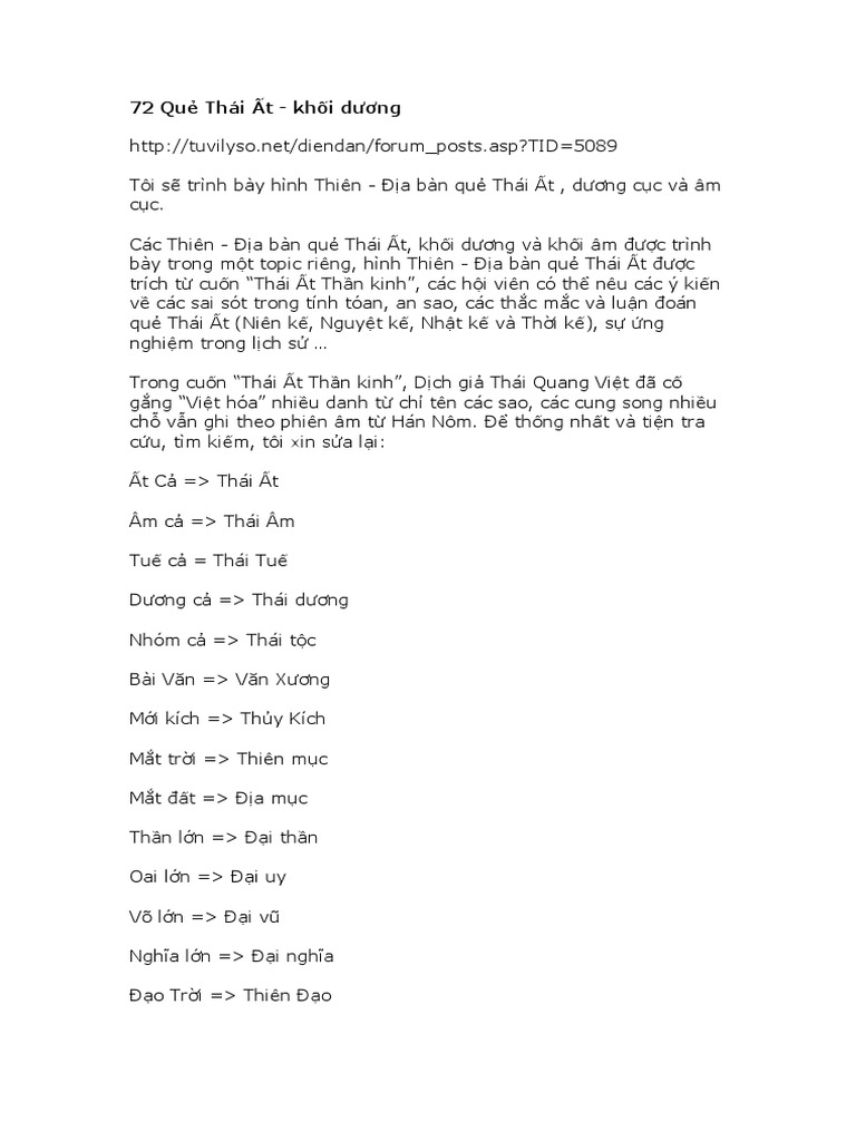 72 Quẻ Thái Ất Khối Dương | PDF