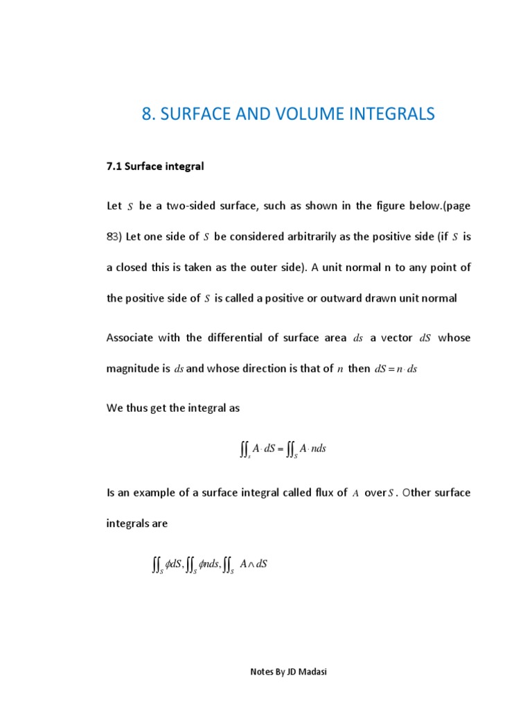 Surface and Volume Integrals Explained | PDF | Integral | Differential ...