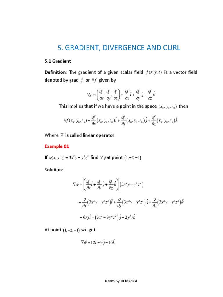 Module 5 Learning Notes | PDF | Divergence | Gradient