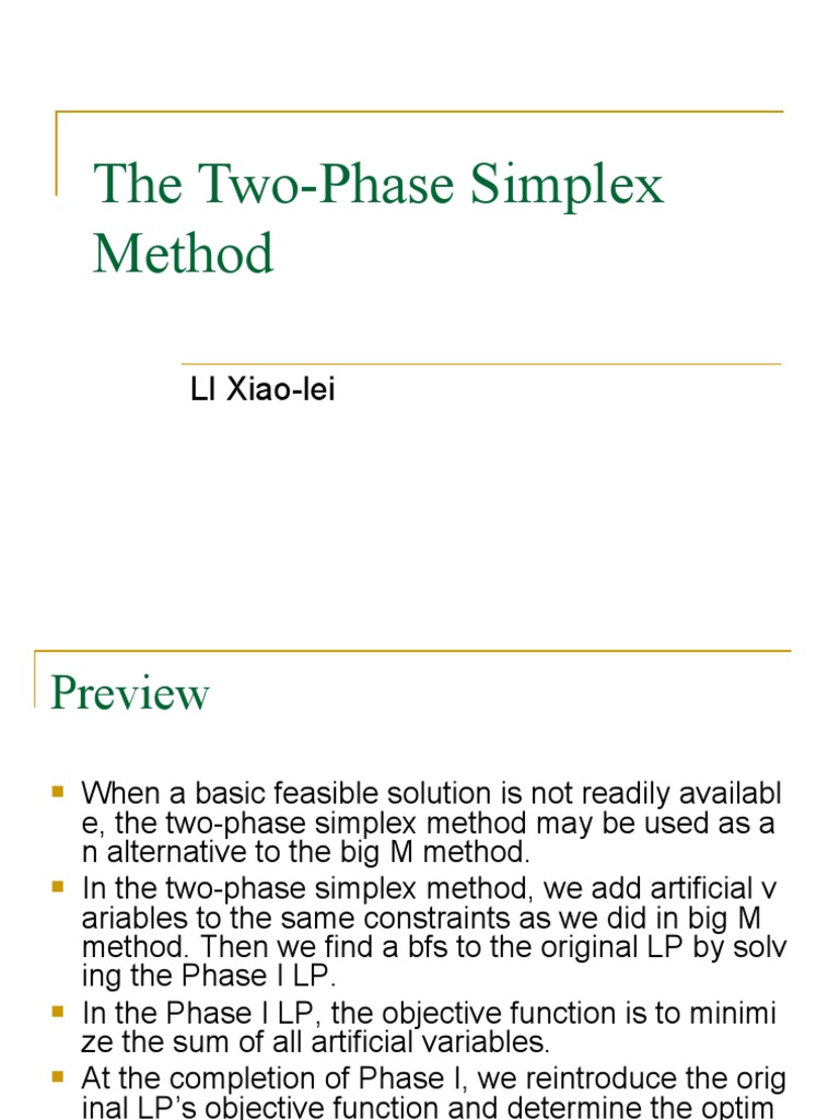 The two phase simplex method pdf mathematics of computing