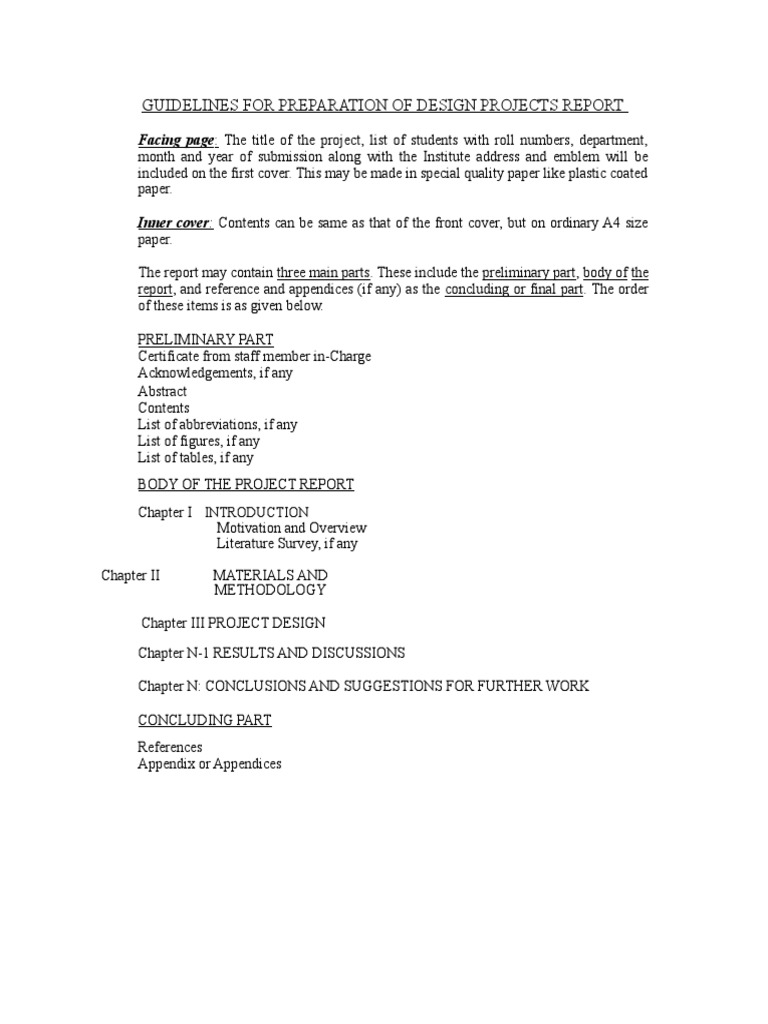 Design Project Report Guidelines | PDF | Times New Roman | Cognitive ...