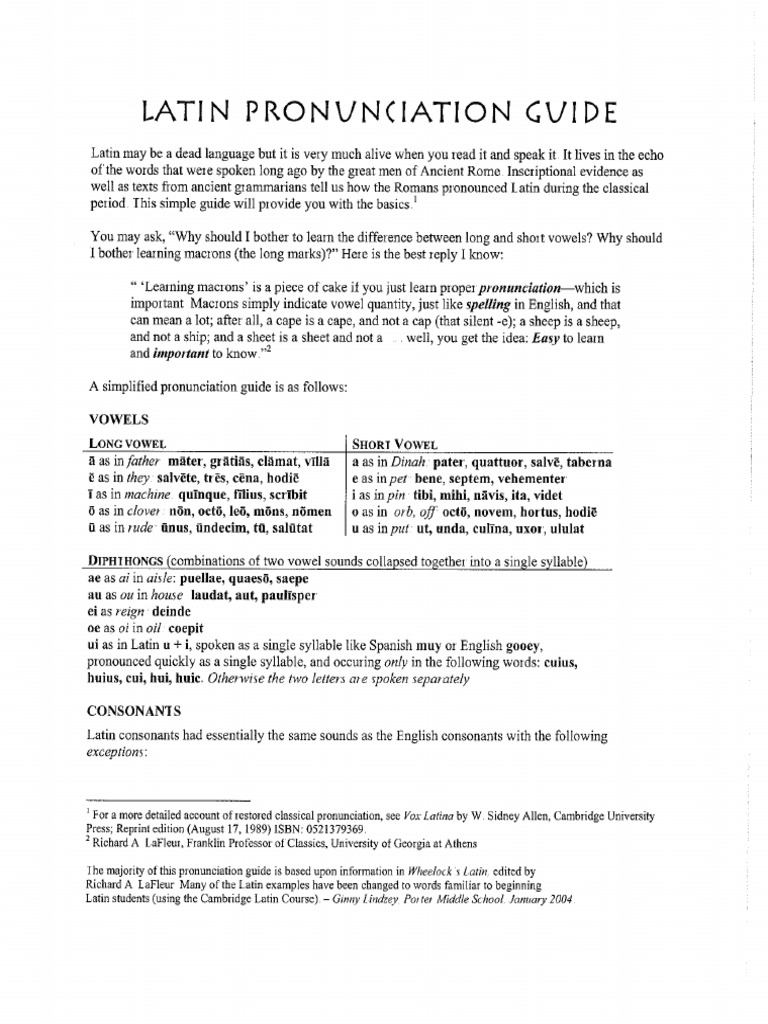 How To Pronounce Latin Words PDF