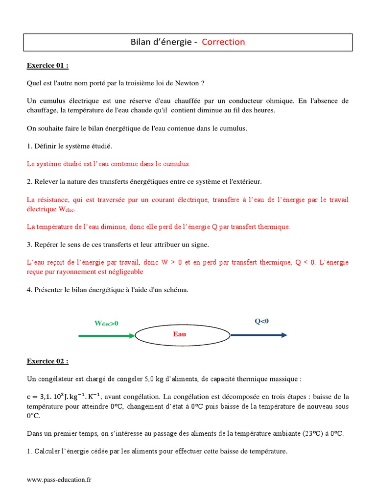 Le Futur Des énergies Terminale Exercices Corrigés Correction Bilan Dénergie Terminale S Exercices Corrigés | PDF |  Température | Transfert thermique