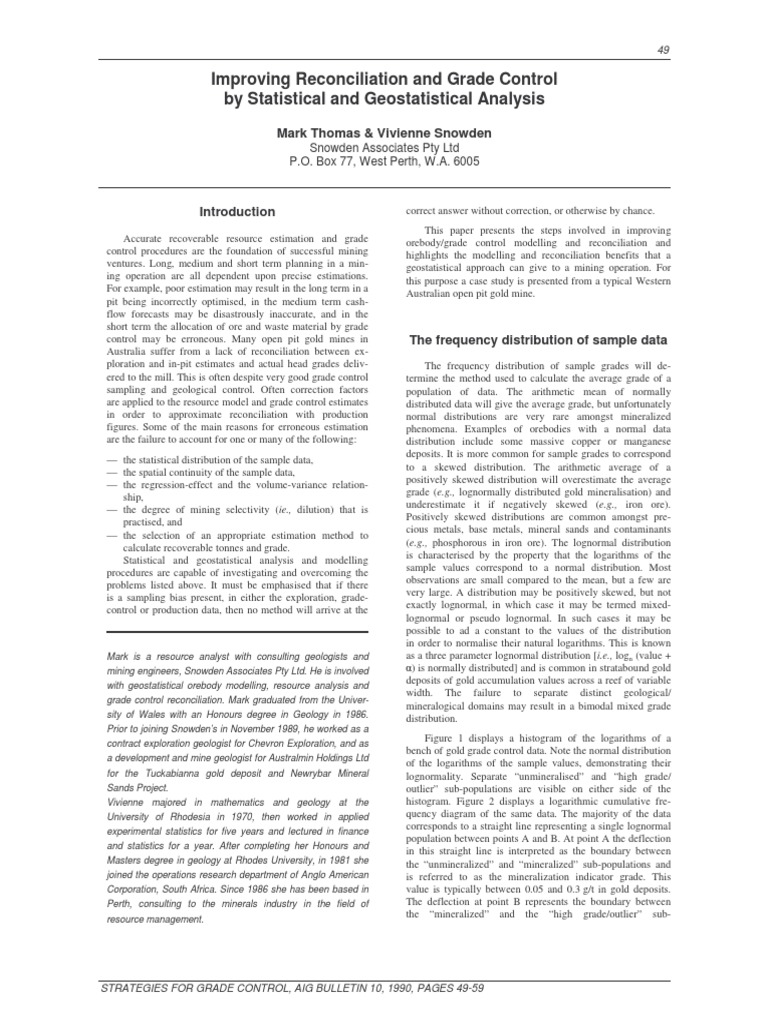Enhancing Grade Control in Mining | PDF | Mean | Reference Range