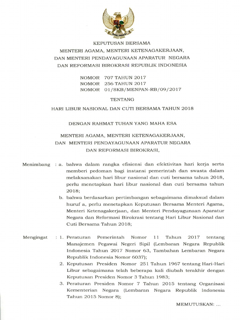 Skb Cuti Bersama 2018