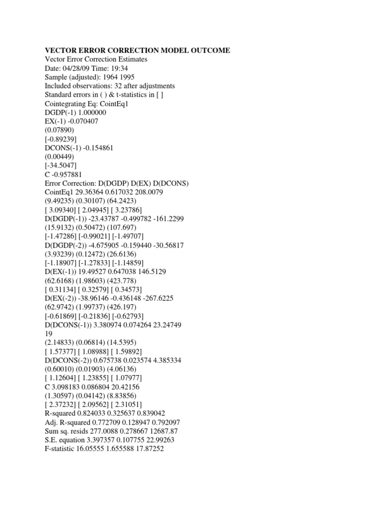 Analysis of the Vector Error Correction Model for GDP, Exchange Rates ...