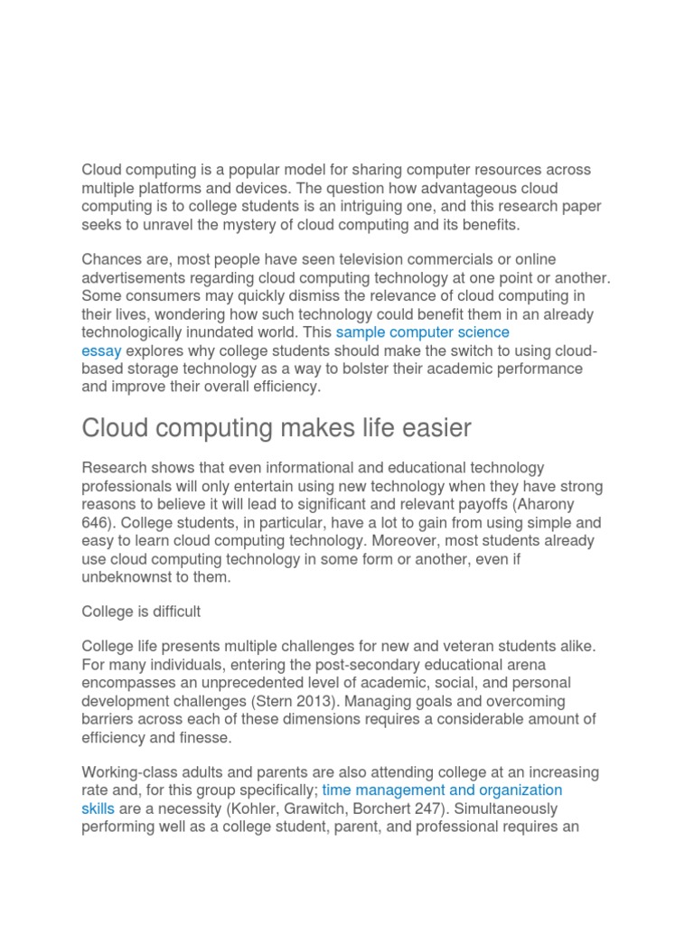 Benefits of Cloud Computing for Students | PDF | Cloud Computing | Web ...