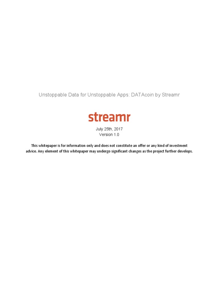 2017-07-25 Streamr Datacoin Whitepaper v1 | PDF | Computer Networking ...