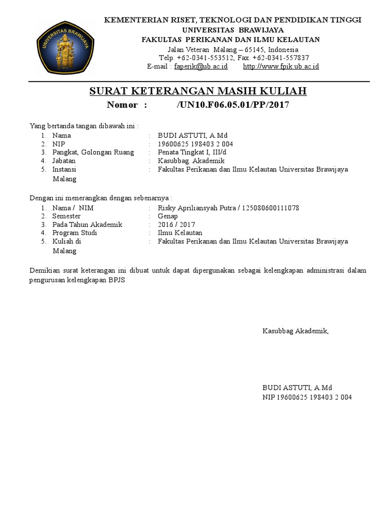 Surat Keterangan Masih Kuliah Umum