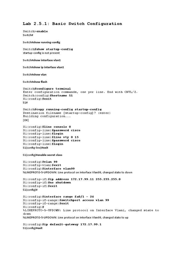 Switch Command: Access VLAN 99 Setup | PDF | Business | Network Switch