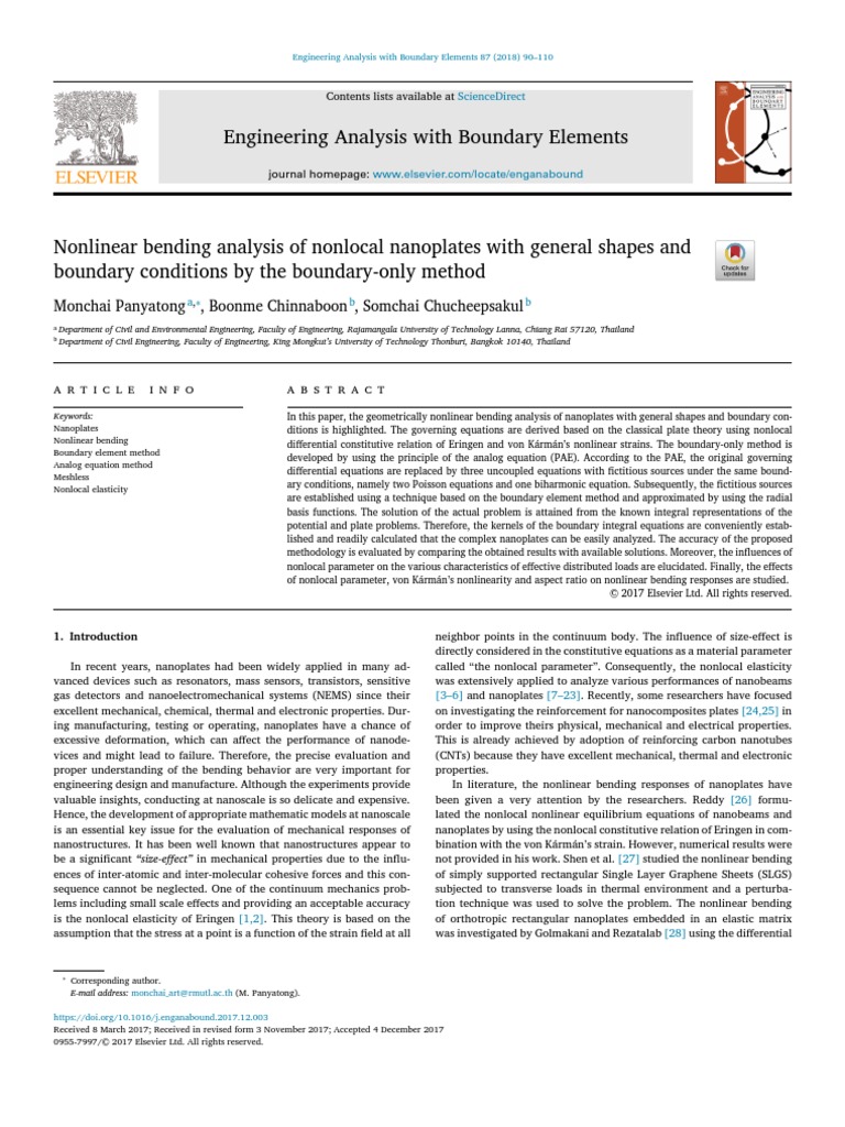 Nonlinear Bending Analysis of Nonlocal Nanoplates With General Shapes ...