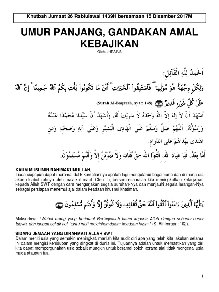 teks khutbah jumaat johor