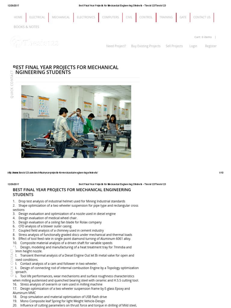 Best Final Year Projects For Mechanical Engineering Students ...