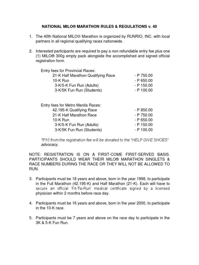 Rules and Regulations | PDF | Integrated Truss Structure | Marathon