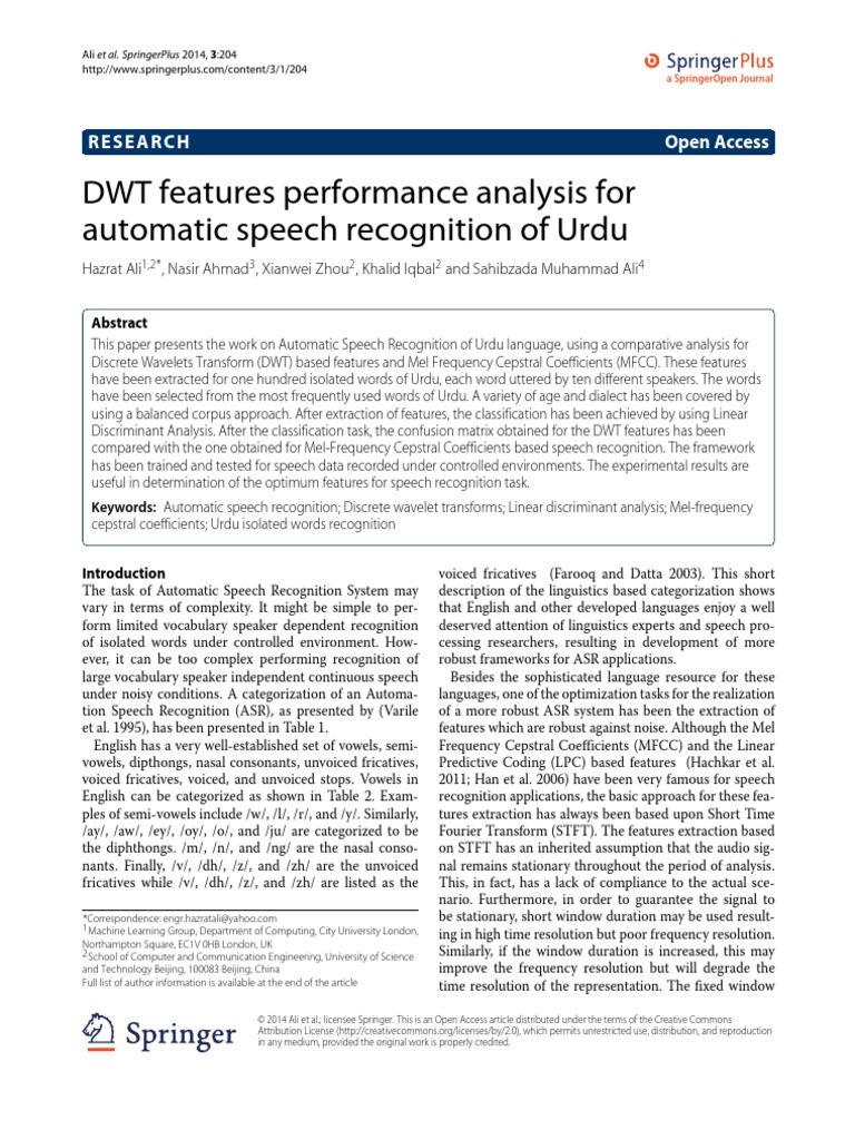 Pages From Ali-SpringerPlus | PDF | Speech Recognition | Human ...