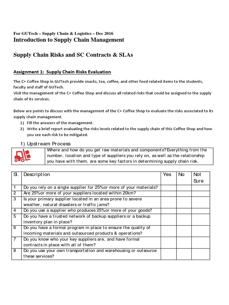 Assignment 1 2 Supply Chain Risks Evaluation Form Dec 2016 v1