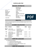 Curriculum Vitae: Personal Information