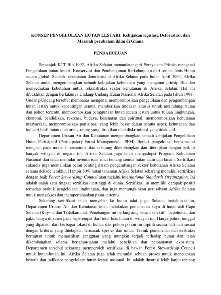 Konsep Pengelolaan Hutan Lestari