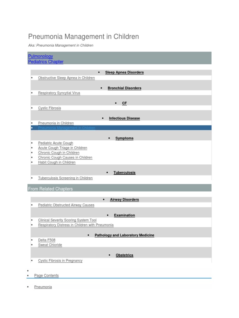 Pediatric Pneumonia Management Guide | PDF | Pneumonia | Antimicrobial ...