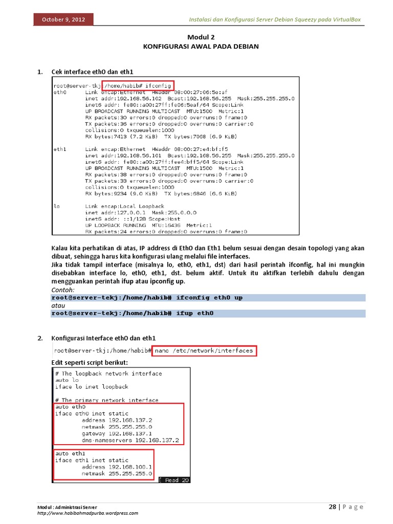 Modul 2 - Konfigurasi Interface Network Domain Dan Hostname Pada Debian ...