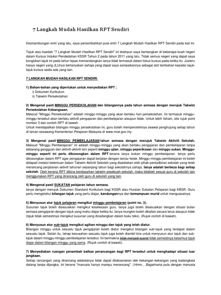 7 Langkah Mudah Hasilkan Rpt Sendiri Pdf