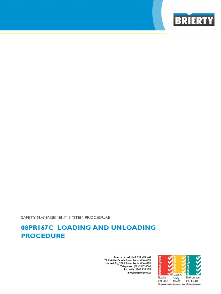08PR167C - Loading and Unloading Procedure | PDF | Forklift | Crane ...