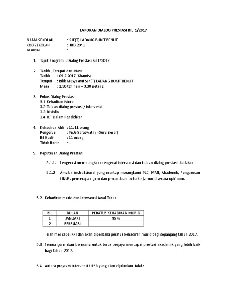 Laporan Dialog Prestasi Bil 1 2017