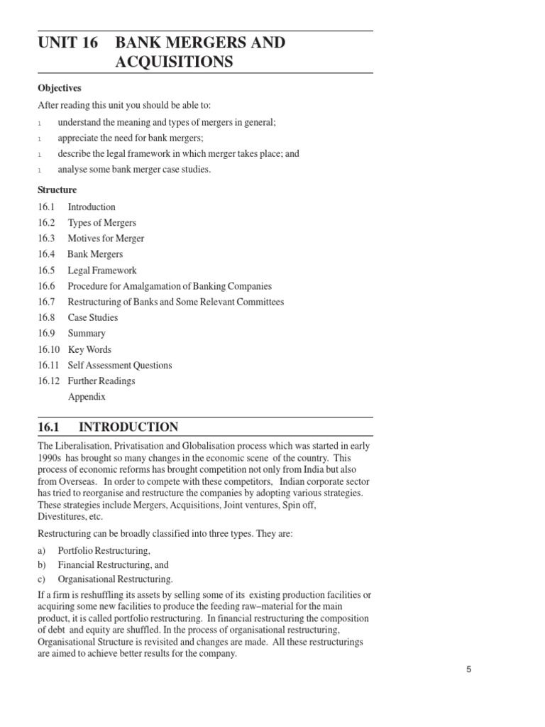 Understanding Bank Mergers and Acquisitions | PDF | Takeover | Mergers ...