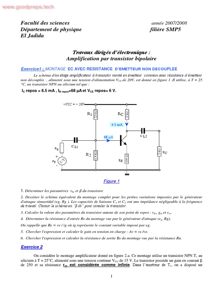 TD Ampli À Transistor Bipolaire PDF Amplificateur électronique