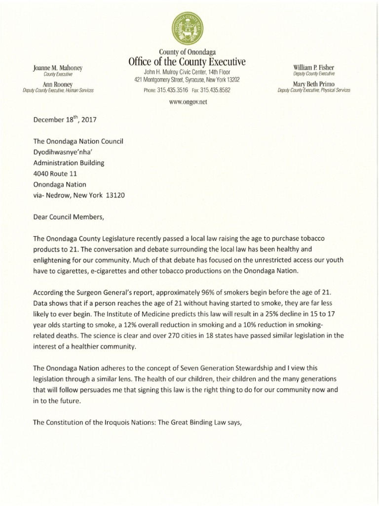Onondaga Nation Council Letter | PDF