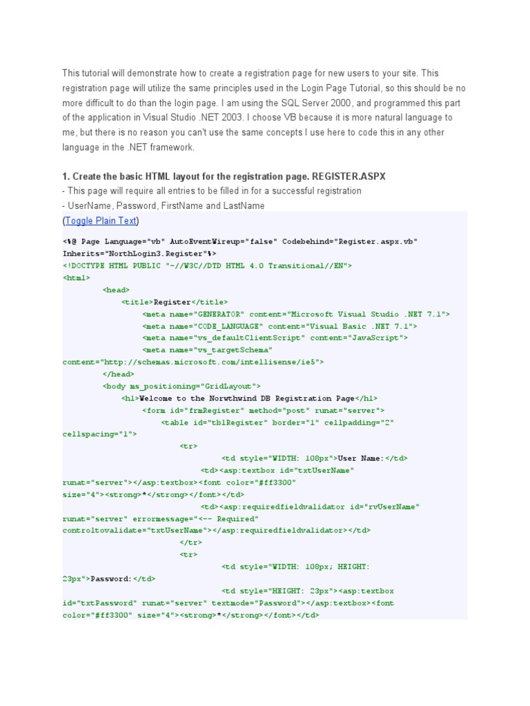 Create a User Registration Page | PDF | Parameter (Computer Programming ...