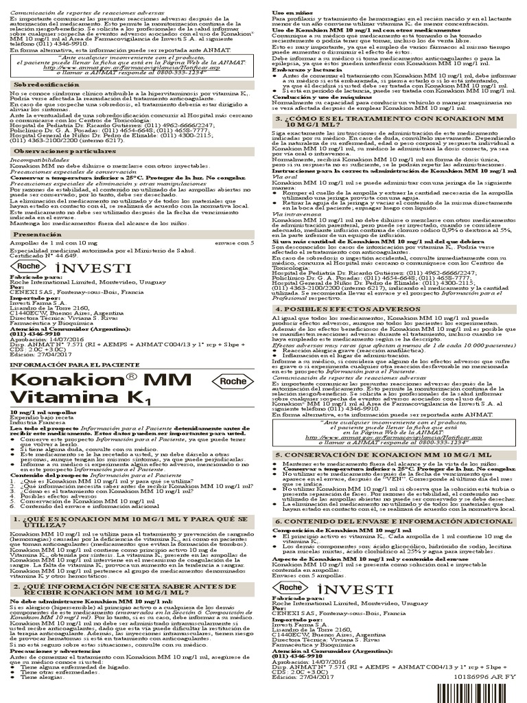 Konakion_ Medicamentos con receta Vitamina