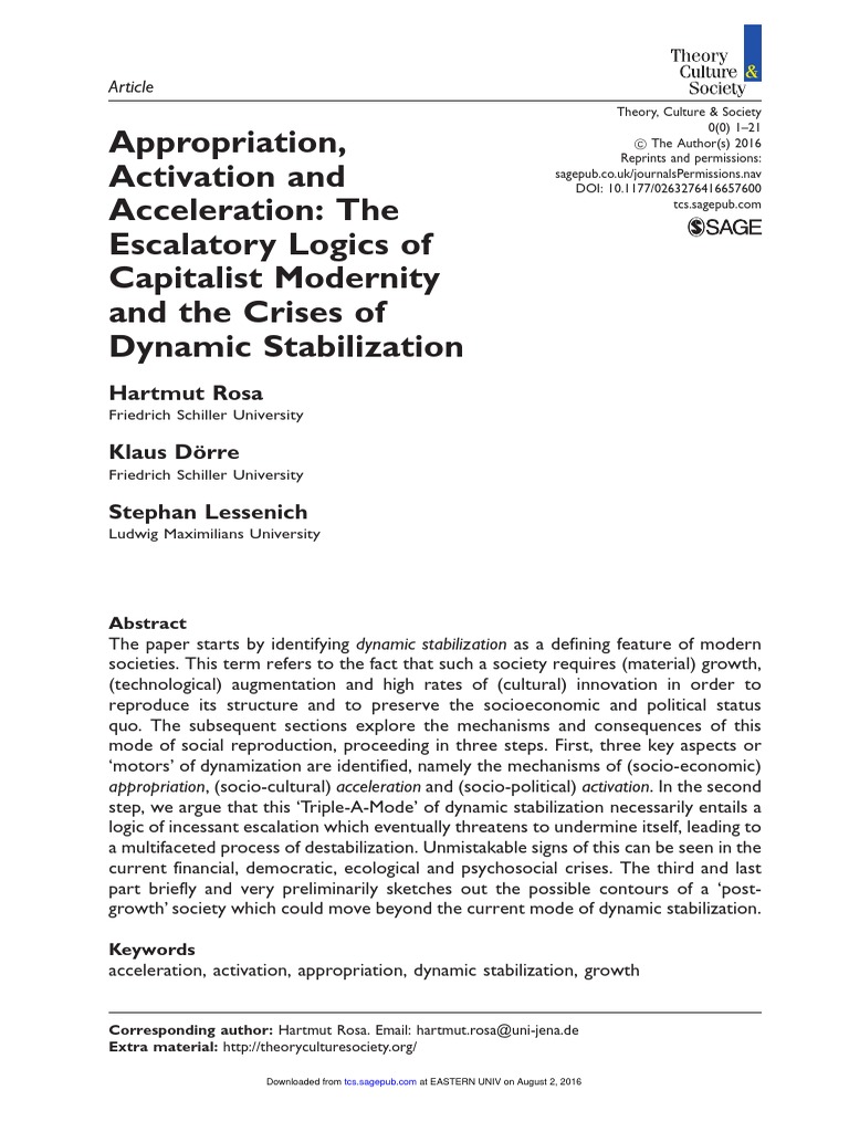 HARTMUT, Rosa Et Al. Appropriation, Activation and Acceleration | PDF ...