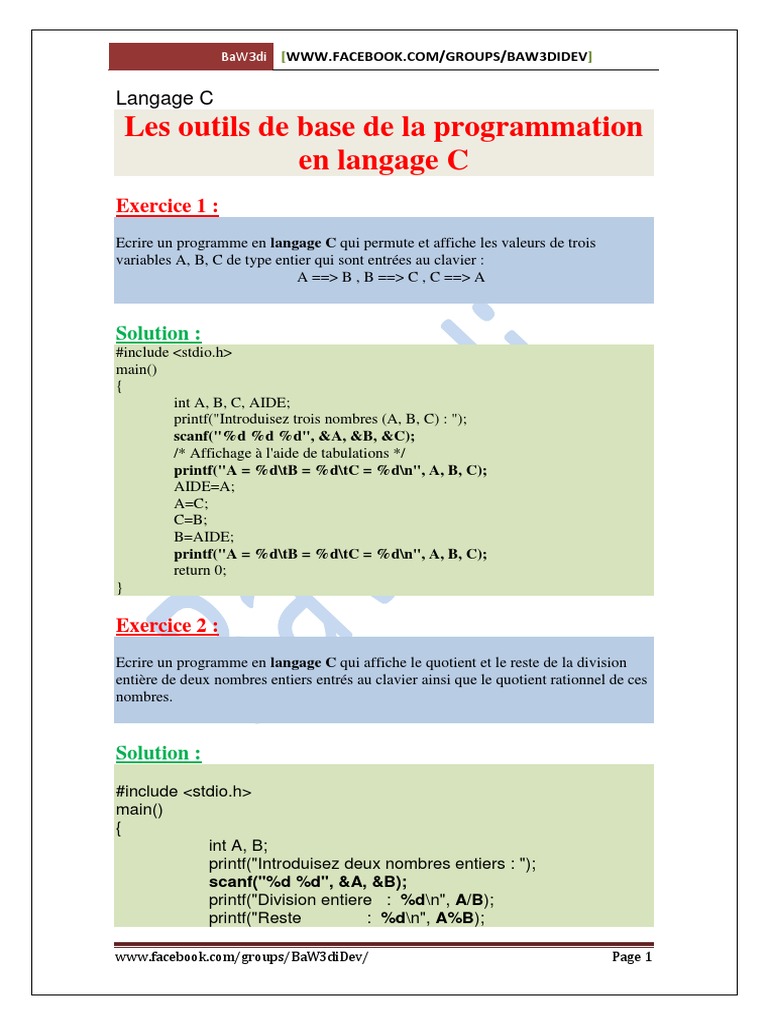 Exercice Corrige Langage C - 
