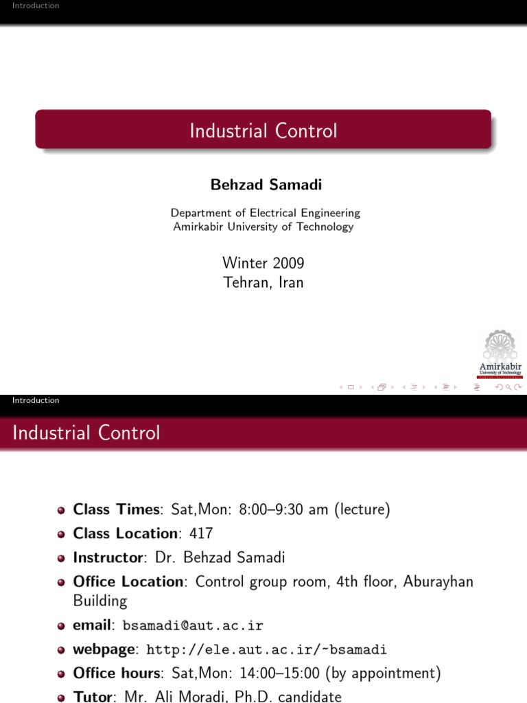 Industrial Control Systems 01 Introduction PDF Automation