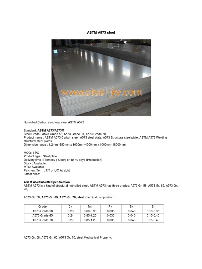 ASTM A573 Carbon Steel Grades Overview | PDF | Technology & Engineering