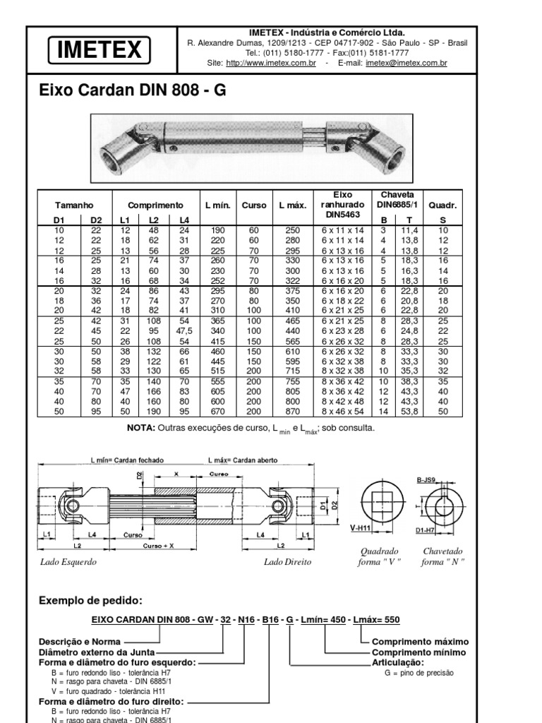 Eixos Cardan e Acessórios IMETEX | PDF | Engenharia Mecânica | Mecânica  Clássica