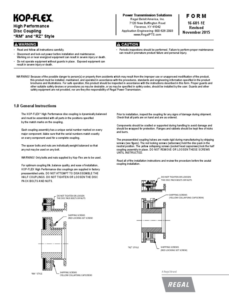 Kop Flex Coupling New Manual Form_166011E Screw Machines