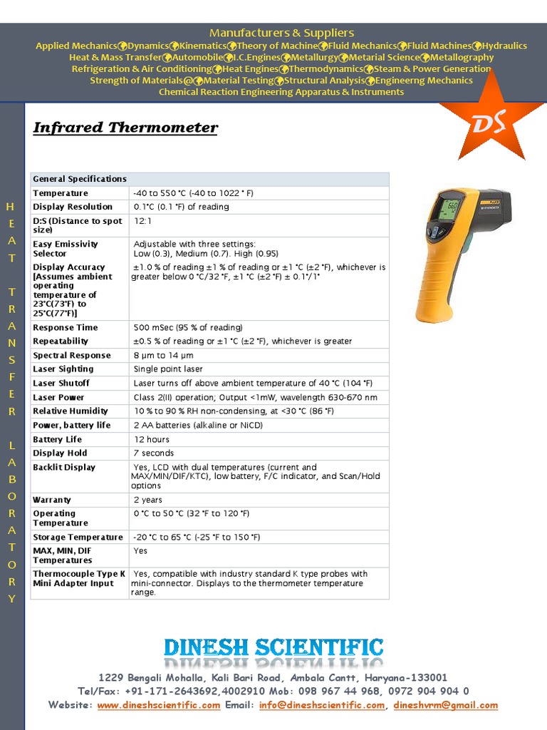 Infrared Thermometer PDF Thermometer Laser