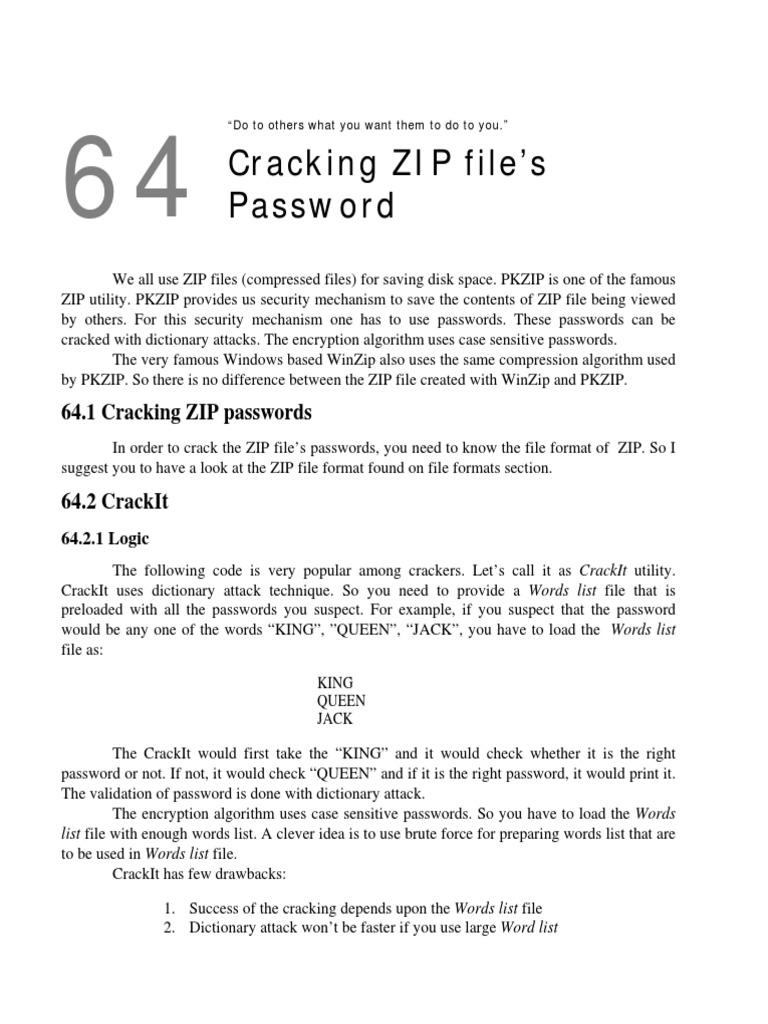 Cracking ZIP File S Password | PDF | Zip (File Format) | Areas Of ...
