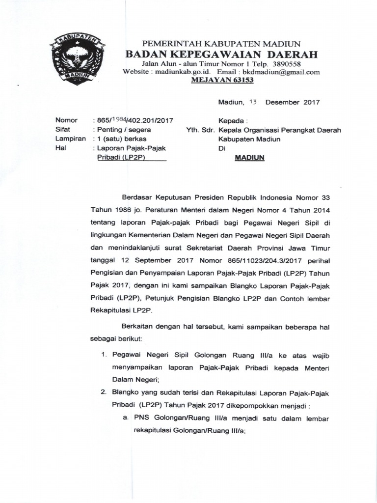 Laporan Pajak Pribadi PNS 2017 | PDF