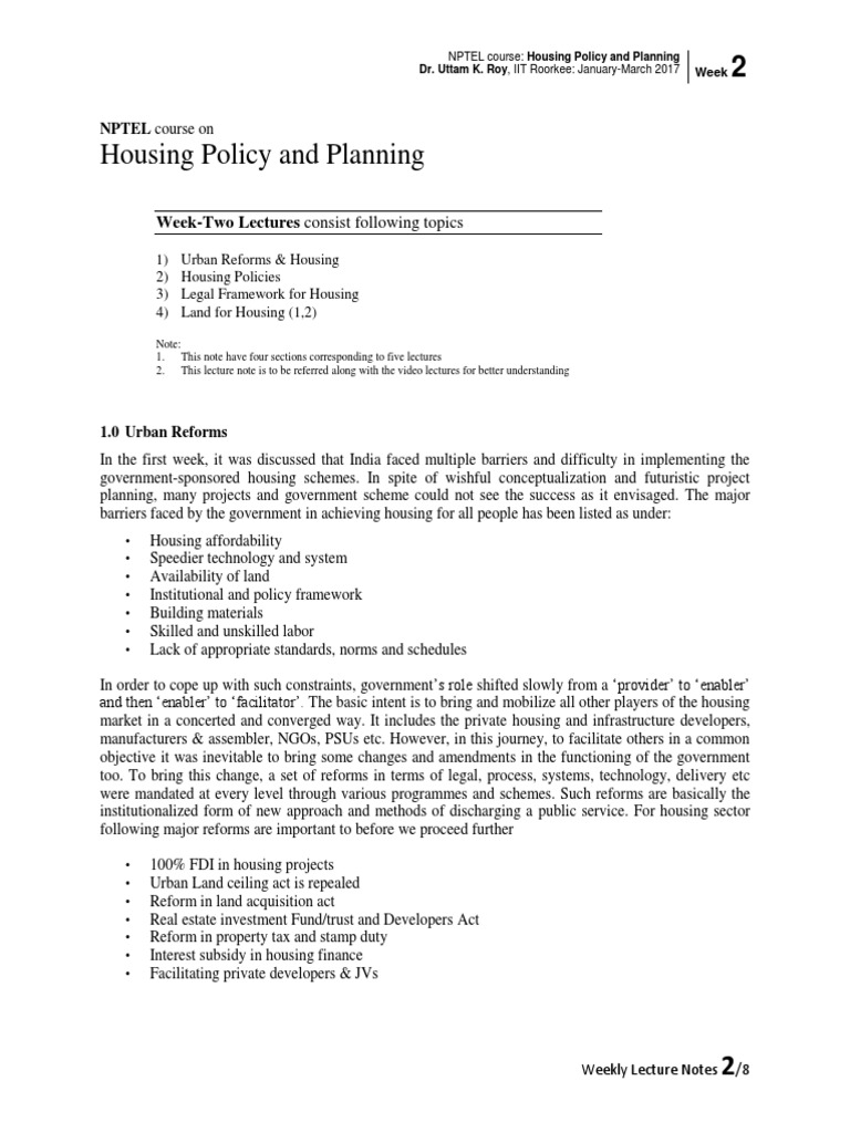 Week 2 8 Lectures Affordable Housing Public Housing
