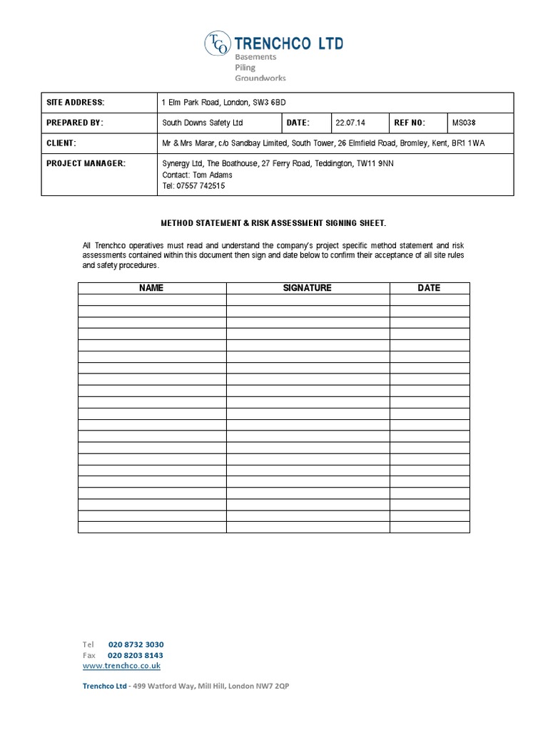 Risk Assessment Piling PDF | PDF | Personal Protective Equipment | Deep ...