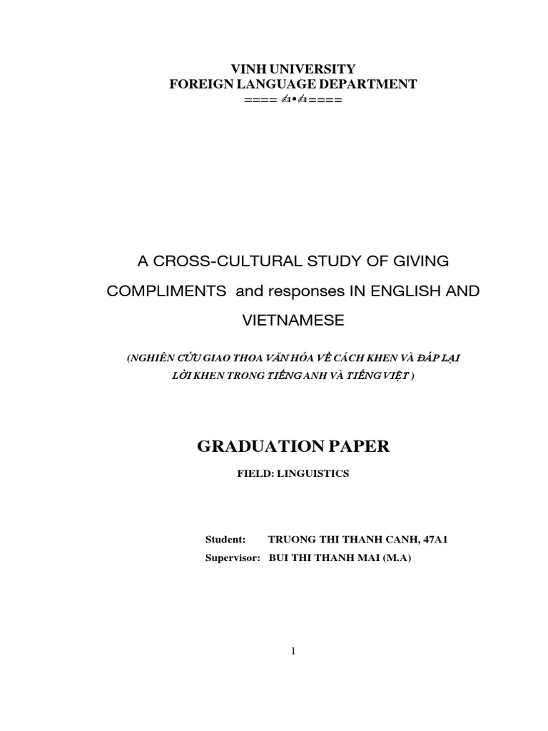 Cross-Cultural Complimenting Study | PDF | Cross Cultural Communication ...