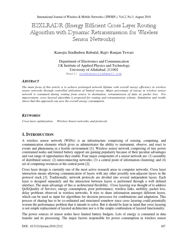 E2XLRADR (Energy Efficient Cross Layer Routing Algorithm With Dynamic ...