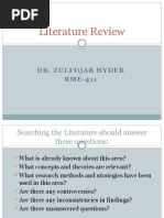 Literature Review: Dr. Zulfiqar Hyder RME-411