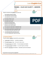 Grammar test - Modals must and mustn't answers