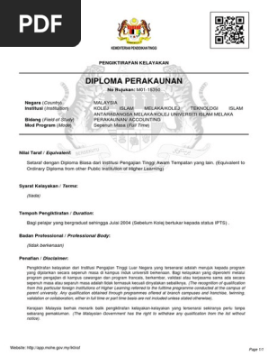 Contoh Mqa Diploma Perakaunan Kuim Pdf