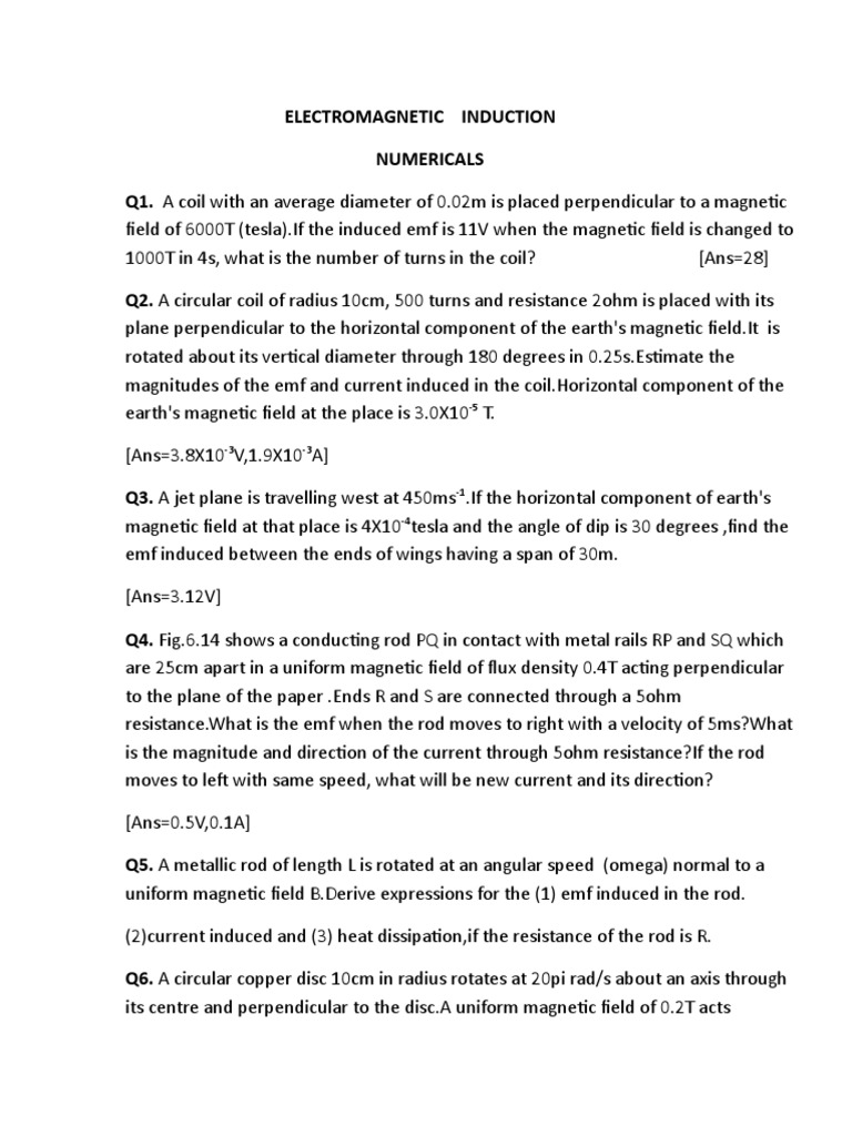 Electromagnetic Induction | PDF | Electromagnetic Induction | Inductance